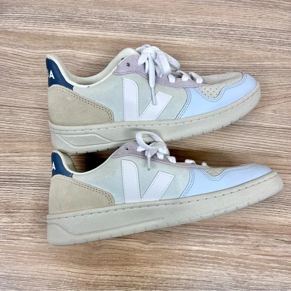 Veja V-10 Suede Multicolor Natural Babe Sneakers 6 - Picture 4 of 10